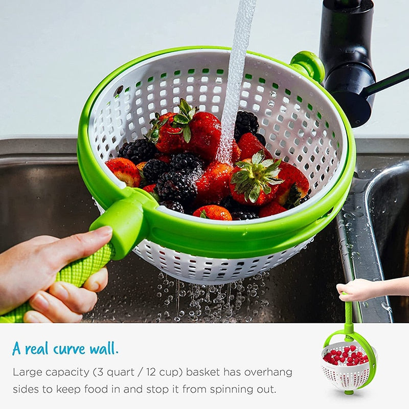 Vegetable Spinner Colander with Collapsible Handle