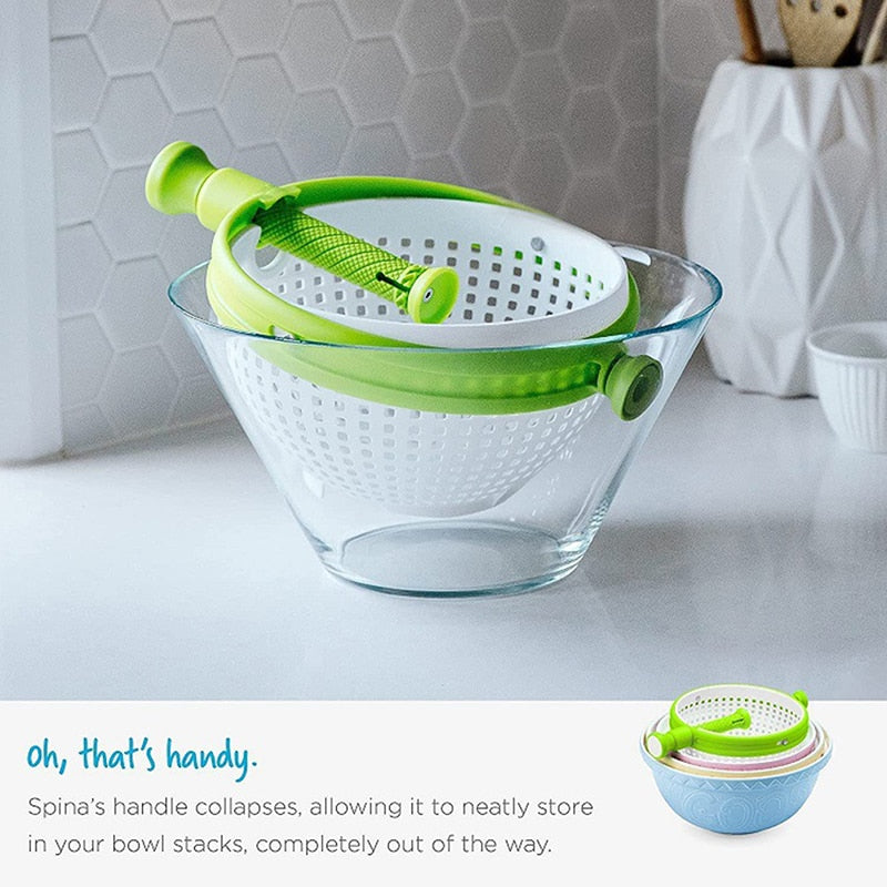 Vegetable Spinner Colander with Collapsible Handle